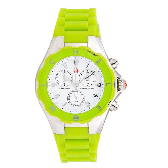 Michele Accessories - Michele | Tahitian Jelly Bean Stainless Steel & Green Silicone 40mm Wome…